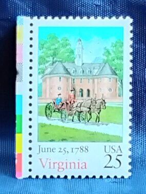 Uncirculated USA 1988 June 25, 1788 Virginia 25 Cent Stamp!!